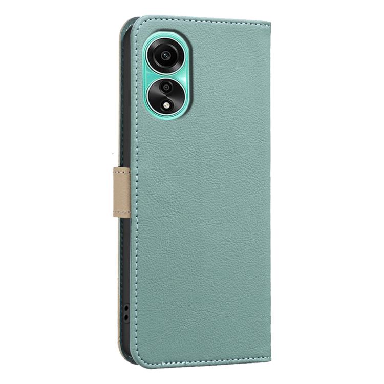 For OPPO A78 4G Splicing Color Hollow Flower Pattern RFID Leather Phone Case