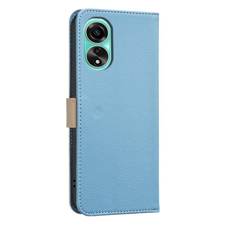 For OPPO A78 4G Splicing Color Hollow Flower Pattern RFID Leather Phone Case