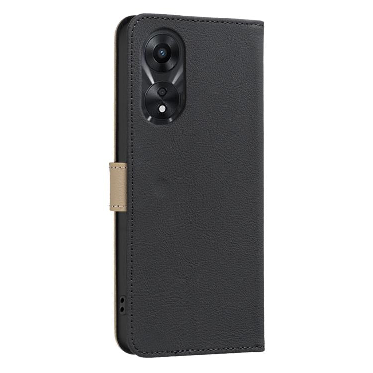 For OPPO A78 5G Splicing Color Hollow Flower Pattern RFID Leather Phone Case