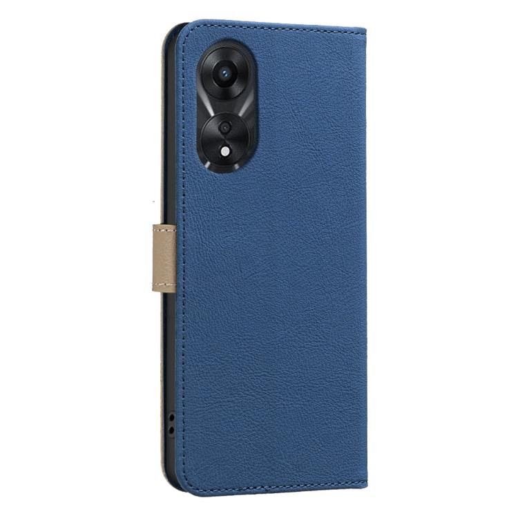 For OPPO A78 5G Splicing Color Hollow Flower Pattern RFID Leather Phone Case