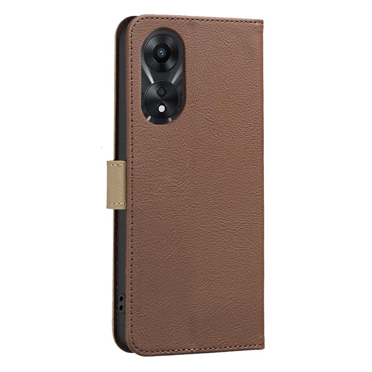 For OPPO A78 5G Splicing Color Hollow Flower Pattern RFID Leather Phone Case