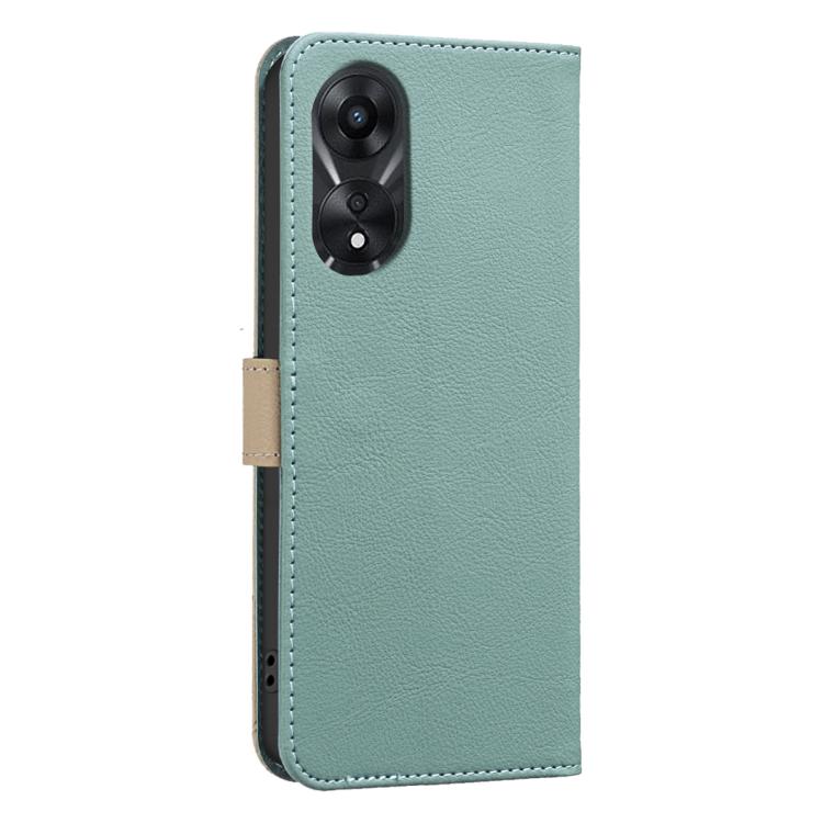 For OPPO A78 5G Splicing Color Hollow Flower Pattern RFID Leather Phone Case