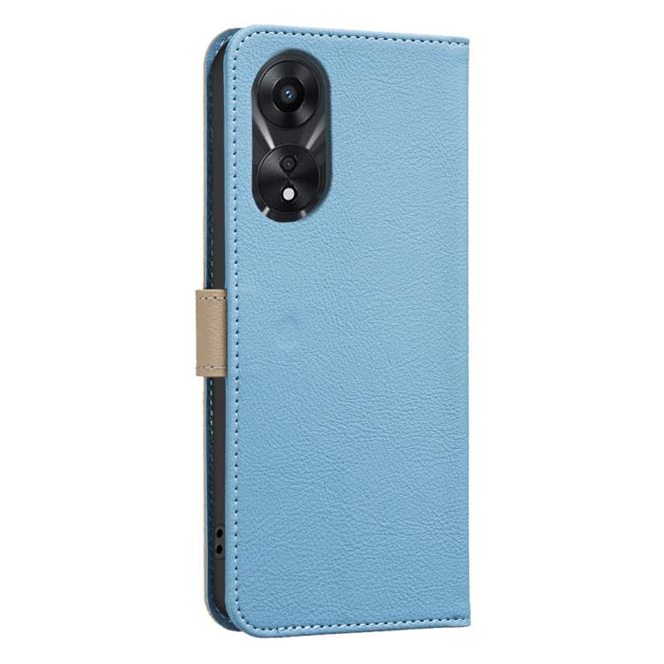 For OPPO A78 5G Splicing Color Hollow Flower Pattern RFID Leather Phone Case