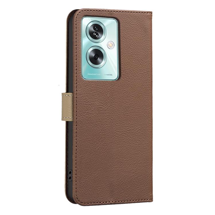 For OPPO A79 5G Splicing Color Hollow Flower Pattern RFID Leather Phone Case