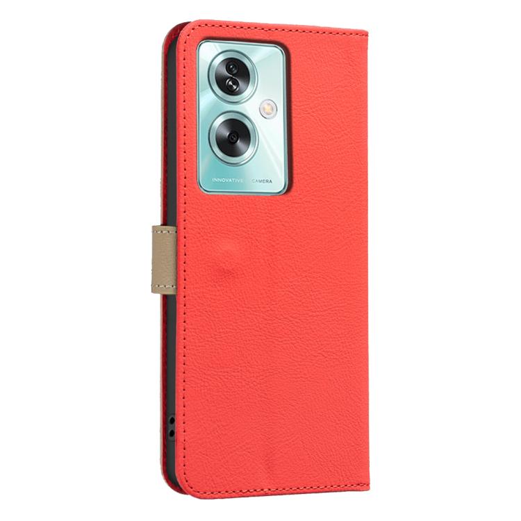 For OPPO A79 5G Splicing Color Hollow Flower Pattern RFID Leather Phone Case