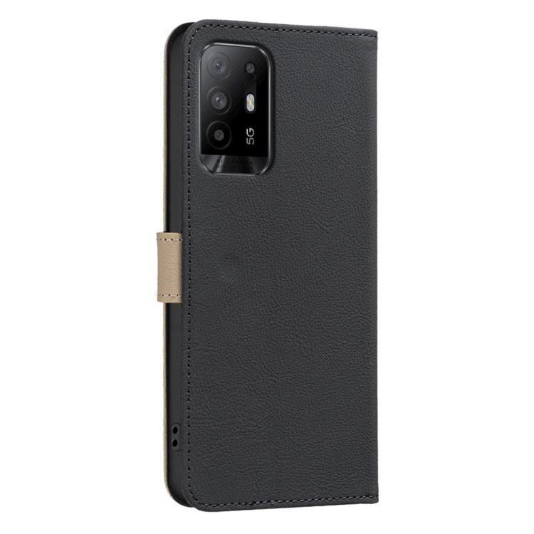For OPPO A95 5G / F19 Pro+ / Reno5 Z Splicing Color Hollow Flower Pattern RFID Leather Phone Case