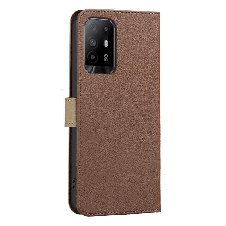 For OPPO A95 5G / F19 Pro+ / Reno5 Z Splicing Color Hollow Flower Pattern RFID Leather Phone Case