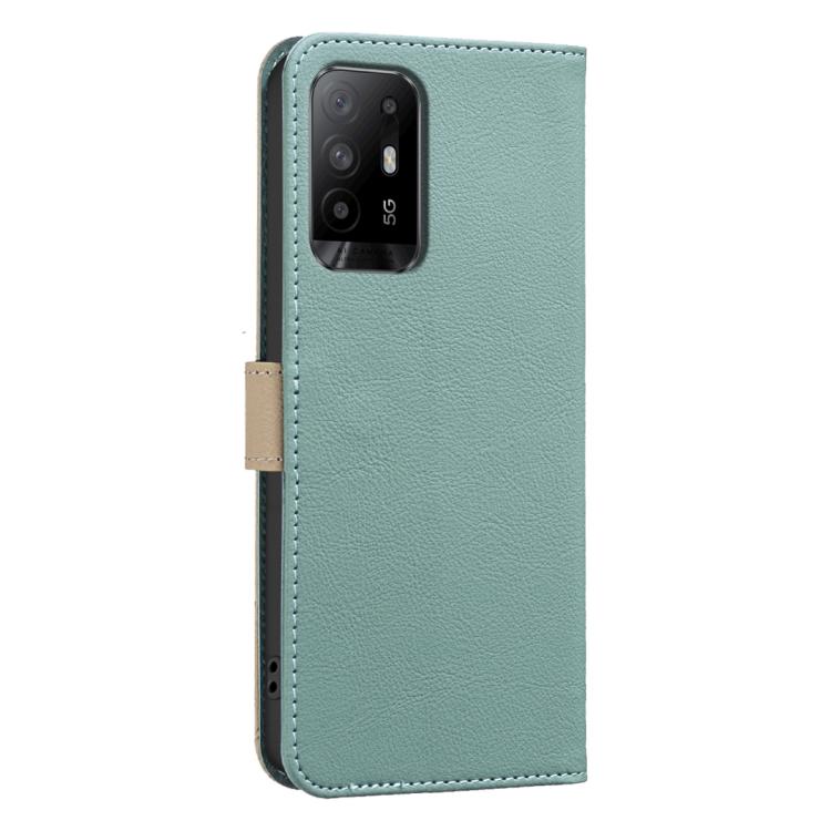 For OPPO A95 5G / F19 Pro+ / Reno5 Z Splicing Color Hollow Flower Pattern RFID Leather Phone Case