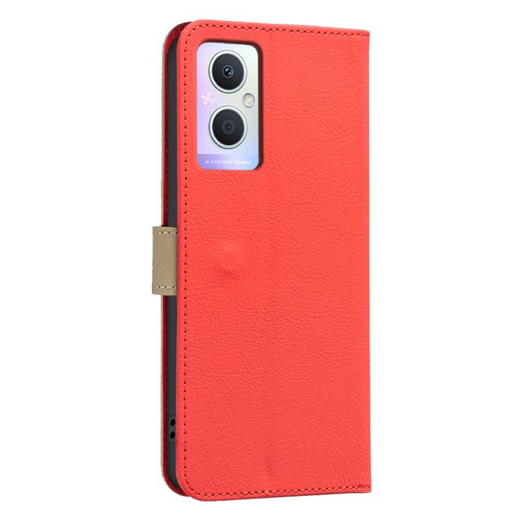 For OPPO A96 5G / Reno7 Z 5G Splicing Color Hollow Flower Pattern RFID Leather Phone Case