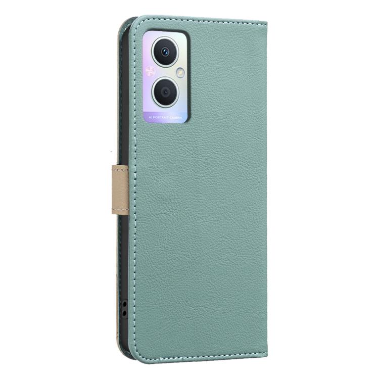 For OPPO A96 5G / Reno7 Z 5G Splicing Color Hollow Flower Pattern RFID Leather Phone Case