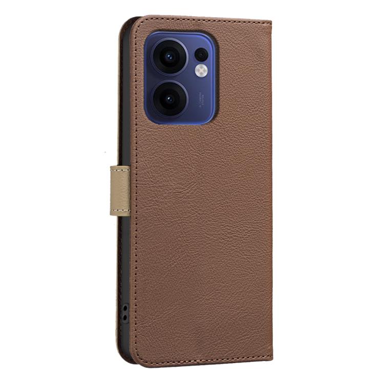 For OPPO Reno13 F 5G Splicing Color Hollow Flower Pattern RFID Leather Phone Case