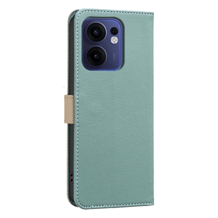 For OPPO Reno13 F 5G Splicing Color Hollow Flower Pattern RFID Leather Phone Case