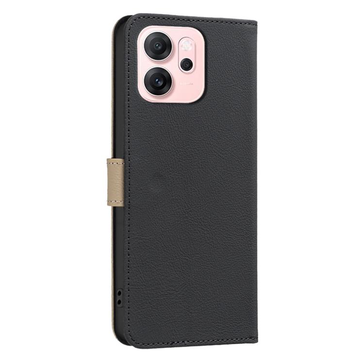 For OPPO Reno14 F 5G Splicing Color Hollow Flower Pattern RFID Leather Phone Case
