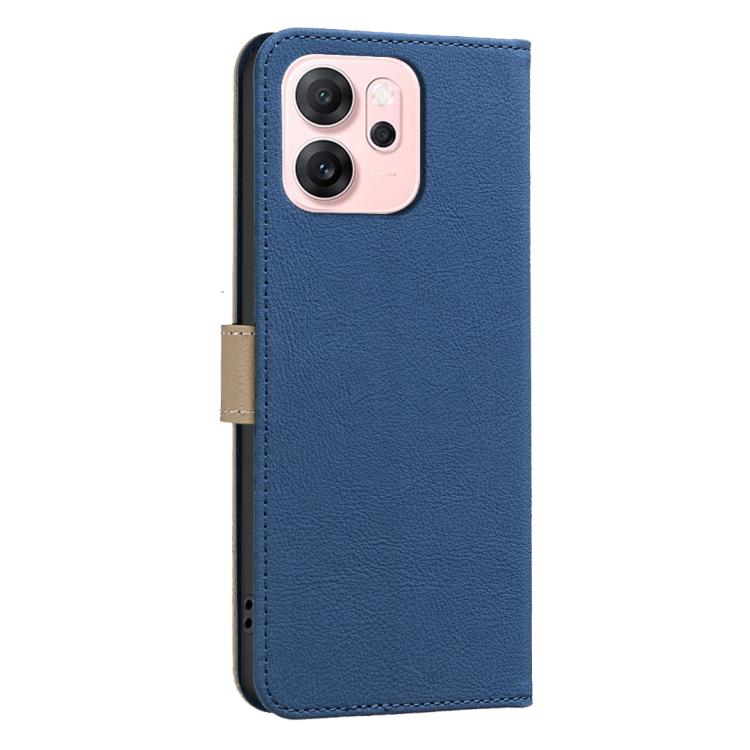 For OPPO Reno14 F 5G Splicing Color Hollow Flower Pattern RFID Leather Phone Case