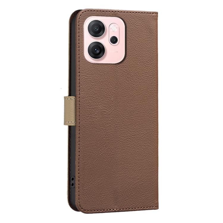 For OPPO Reno14 F 5G Splicing Color Hollow Flower Pattern RFID Leather Phone Case