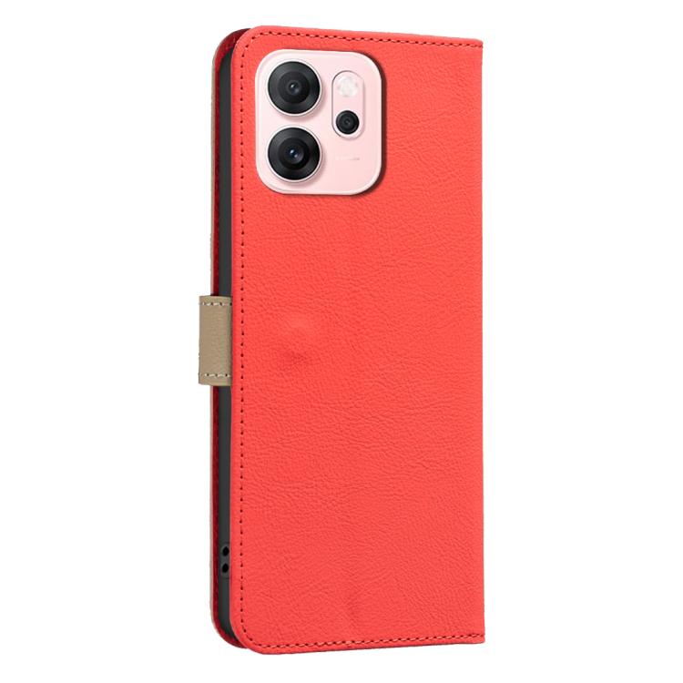 For OPPO Reno14 F 5G Splicing Color Hollow Flower Pattern RFID Leather Phone Case