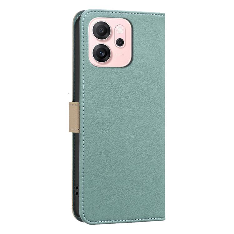 For OPPO Reno14 F 5G Splicing Color Hollow Flower Pattern RFID Leather Phone Case