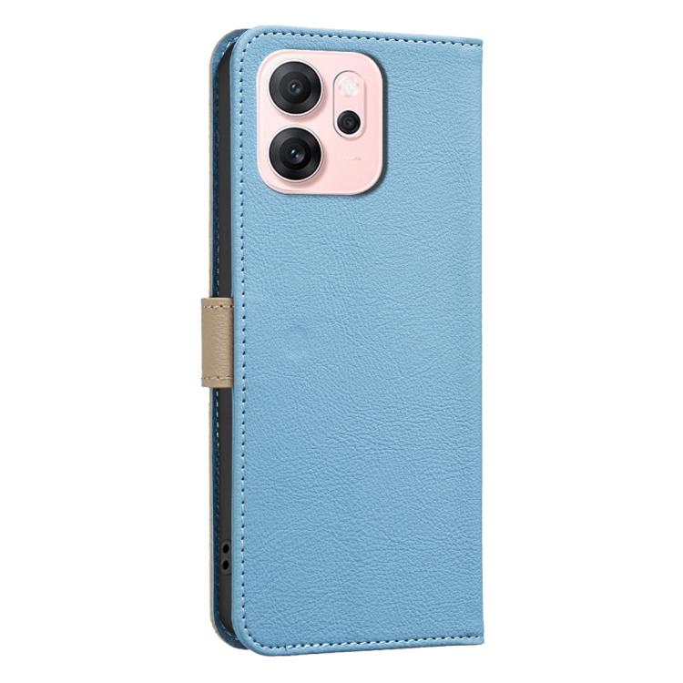 For OPPO Reno14 F 5G Splicing Color Hollow Flower Pattern RFID Leather Phone Case