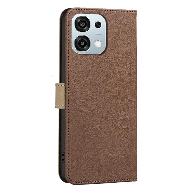 For OPPO A6 Pro 5G/4G Global / F31 5G Splicing Color Hollow Flower Pattern RFID Leather Phone Case