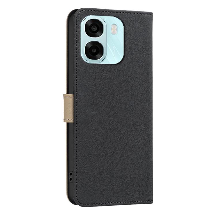 For OPPO A6 5G / A6X 4G / A6X 5G Splicing Color Hollow Flower Pattern RFID Leather Phone Case