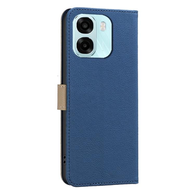For OPPO A6 5G / A6X 4G / A6X 5G Splicing Color Hollow Flower Pattern RFID Leather Phone Case