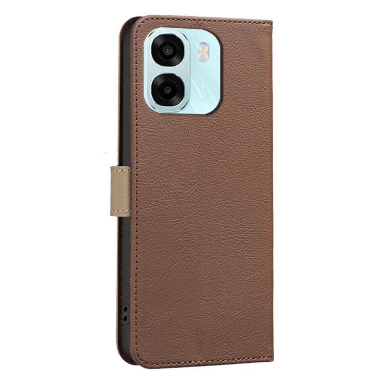 For OPPO A6 5G / A6X 4G / A6X 5G Splicing Color Hollow Flower Pattern RFID Leather Phone Case
