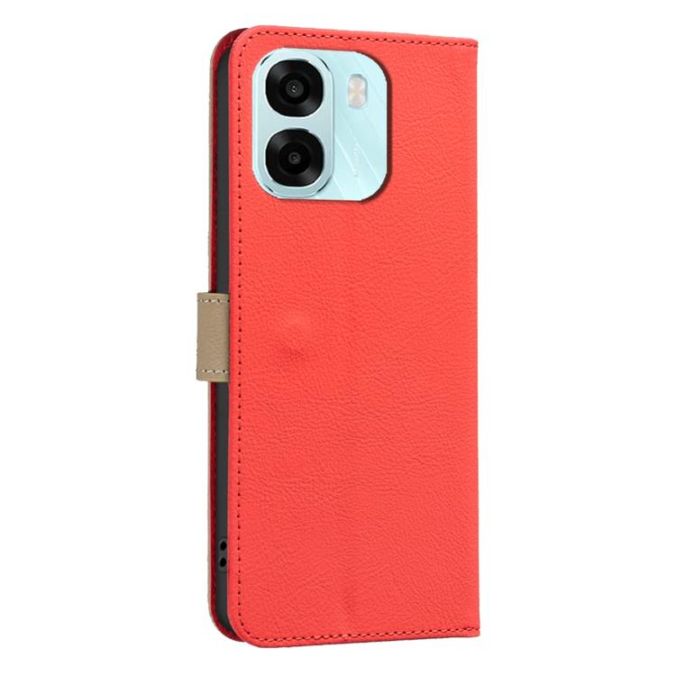 For OPPO A6 5G / A6X 4G / A6X 5G Splicing Color Hollow Flower Pattern RFID Leather Phone Case