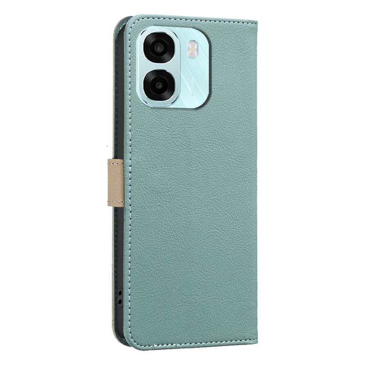 For OPPO A6 5G / A6X 4G / A6X 5G Splicing Color Hollow Flower Pattern RFID Leather Phone Case