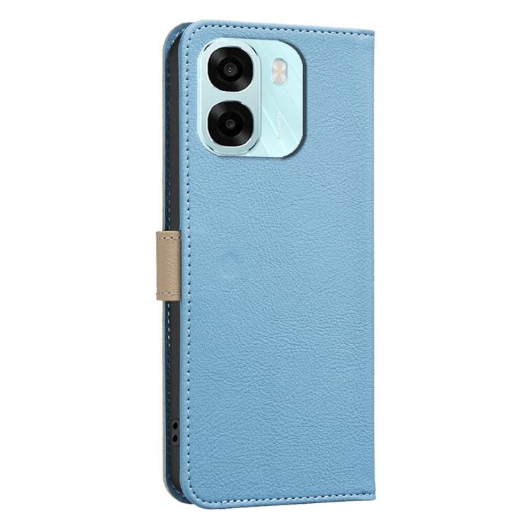 For OPPO A6 5G / A6X 4G / A6X 5G Splicing Color Hollow Flower Pattern RFID Leather Phone Case