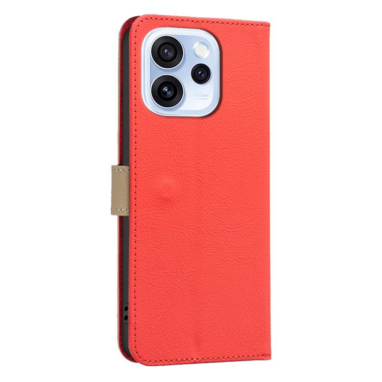 For OPPO Reno15 5G Global Splicing Color Hollow Flower Pattern RFID Leather Phone Case
