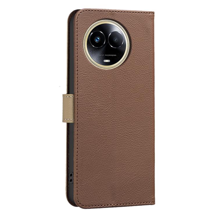 For Realme 11 5G Global / 11X Splicing Color Hollow Flower Pattern RFID Leather Phone Case