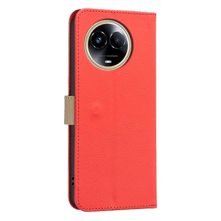 For Realme 11 5G Global / 11X Splicing Color Hollow Flower Pattern RFID Leather Phone Case
