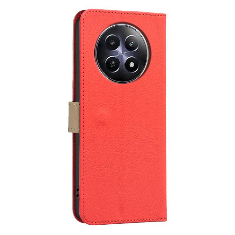 For Realme 12 5G Global Splicing Color Hollow Flower Pattern RFID Leather Phone Case