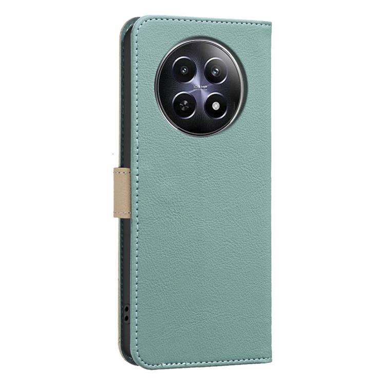For Realme 12 5G Global Splicing Color Hollow Flower Pattern RFID Leather Phone Case