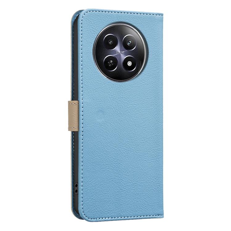 For Realme 12 5G Global Splicing Color Hollow Flower Pattern RFID Leather Phone Case