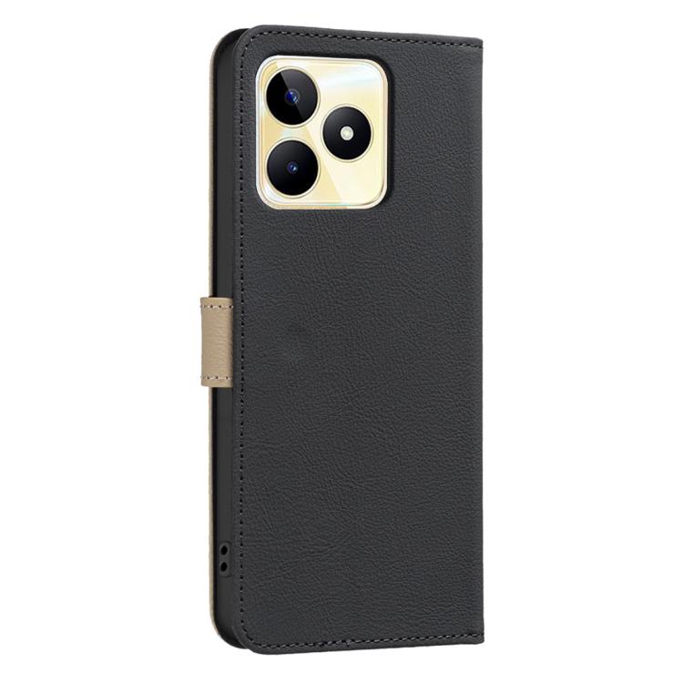 For Realme C53 Splicing Color Hollow Flower Pattern RFID Leather Phone Case
