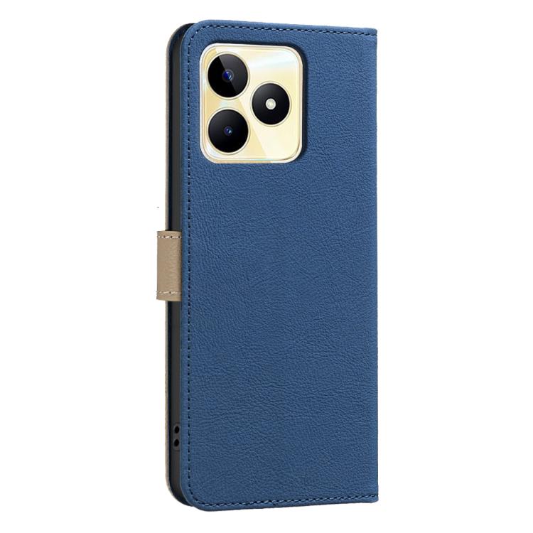 For Realme C53 Splicing Color Hollow Flower Pattern RFID Leather Phone Case
