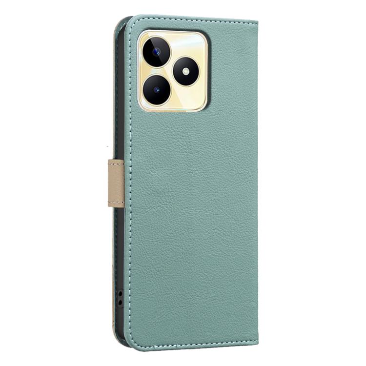 For Realme C53 Splicing Color Hollow Flower Pattern RFID Leather Phone Case