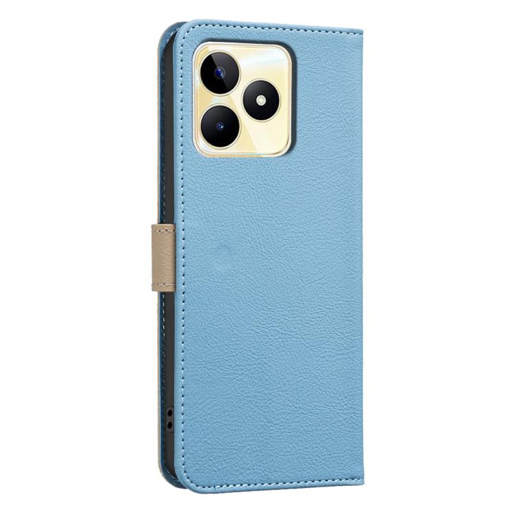 For Realme C53 Splicing Color Hollow Flower Pattern RFID Leather Phone Case