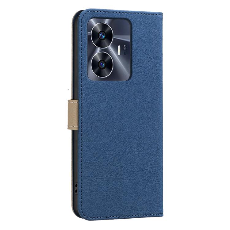 For Realme C55 Splicing Color Hollow Flower Pattern RFID Leather Phone Case