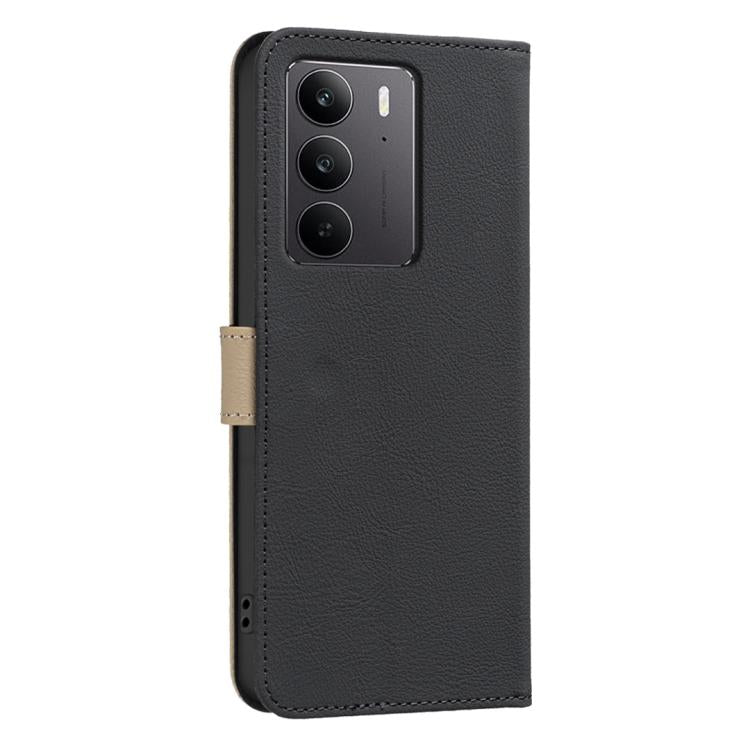 For Realme C75 4G Splicing Color Hollow Flower Pattern RFID Leather Phone Case