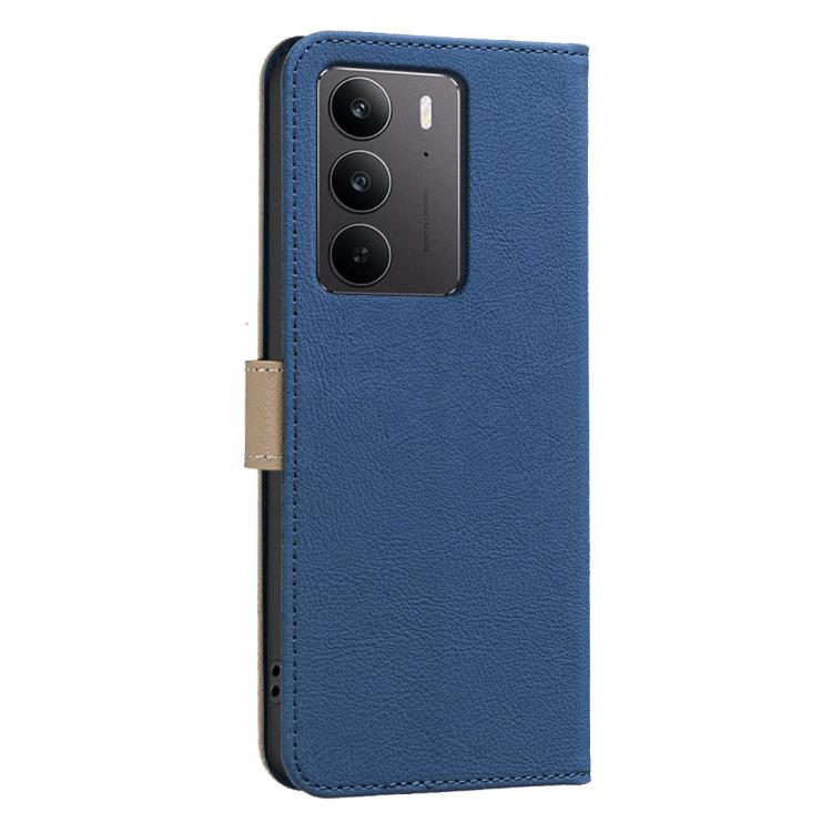 For Realme C75 4G Splicing Color Hollow Flower Pattern RFID Leather Phone Case