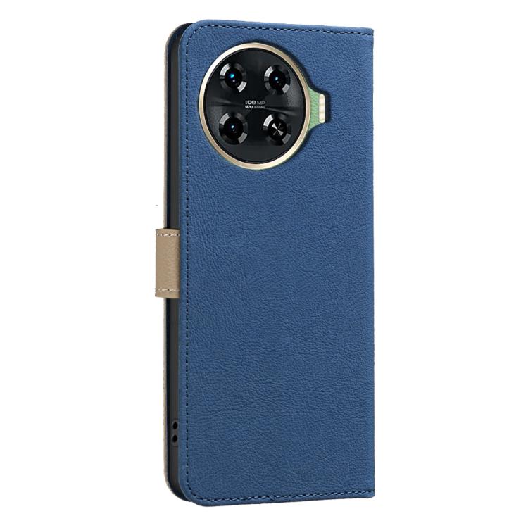 For Tecno Spark 20 Pro+ Splicing Color Hollow Flower Pattern RFID Leather Phone Case
