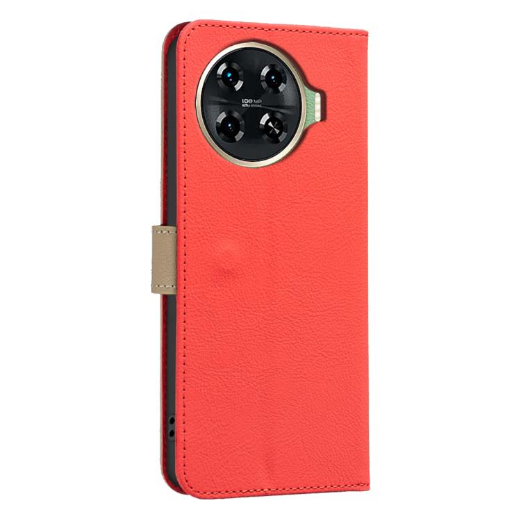 For Tecno Spark 20 Pro+ Splicing Color Hollow Flower Pattern RFID Leather Phone Case