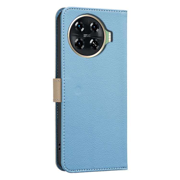 For Tecno Spark 20 Pro+ Splicing Color Hollow Flower Pattern RFID Leather Phone Case