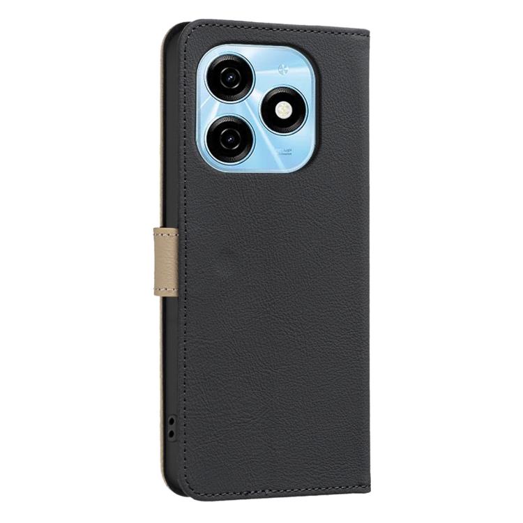 For Tecno Spark 20 Splicing Color Hollow Flower Pattern RFID Leather Phone Case