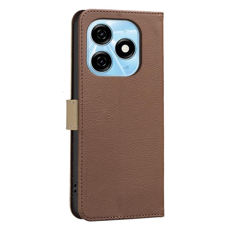 For Tecno Spark 20 Splicing Color Hollow Flower Pattern RFID Leather Phone Case