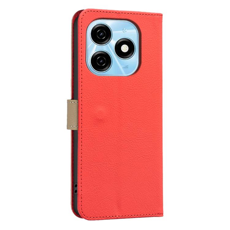 For Tecno Spark 20 Splicing Color Hollow Flower Pattern RFID Leather Phone Case