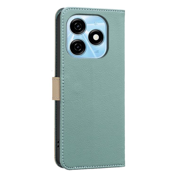 For Tecno Spark 20 Splicing Color Hollow Flower Pattern RFID Leather Phone Case