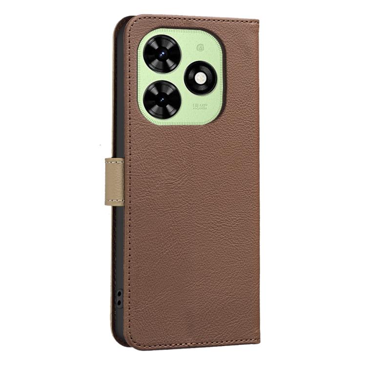 For Tecno Spark GO 2024 / 20C / Pop 8 Splicing Color Hollow Flower Pattern RFID Leather Phone Case